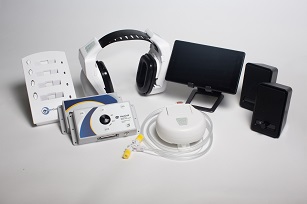 Patients listen to music and not the MR noise with these headphones which connect wirelessly and does not have cords that can twist around patients. No metallic parts means the headphones can be used inside the bore.